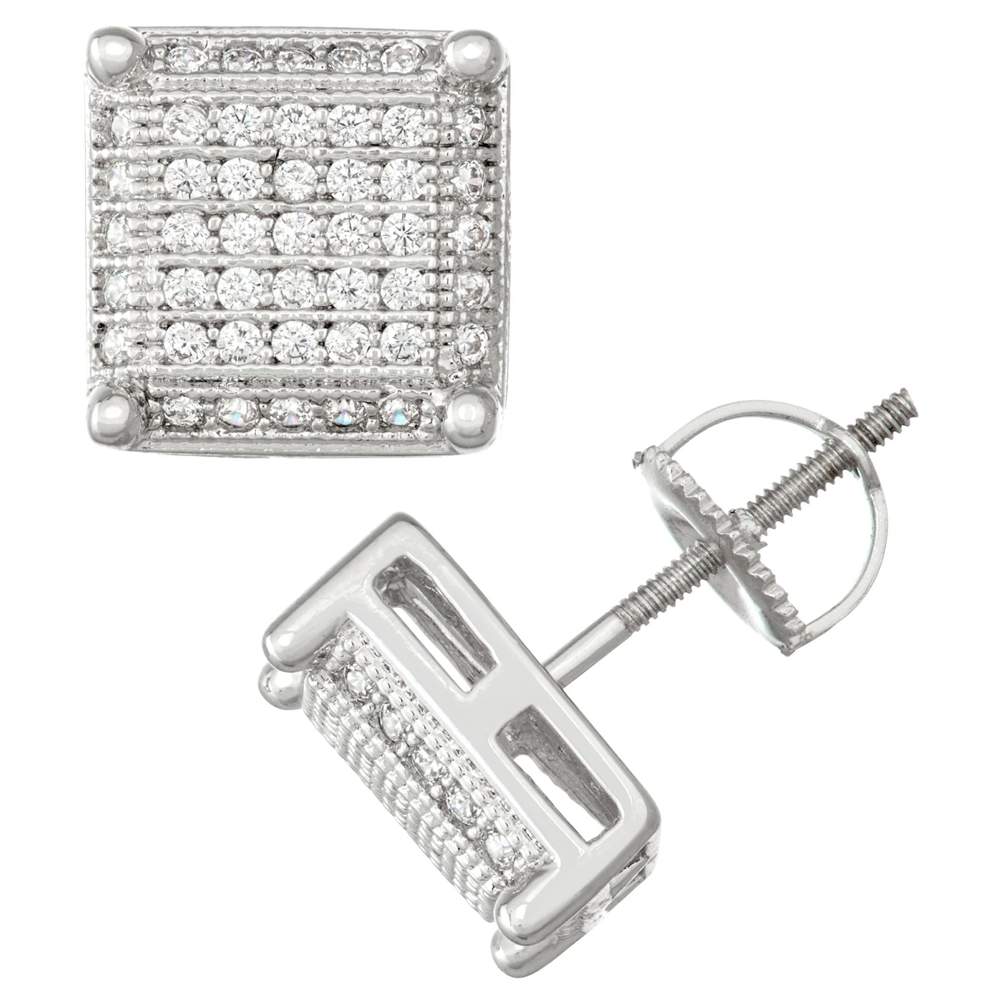 Mens pave sale diamond earrings