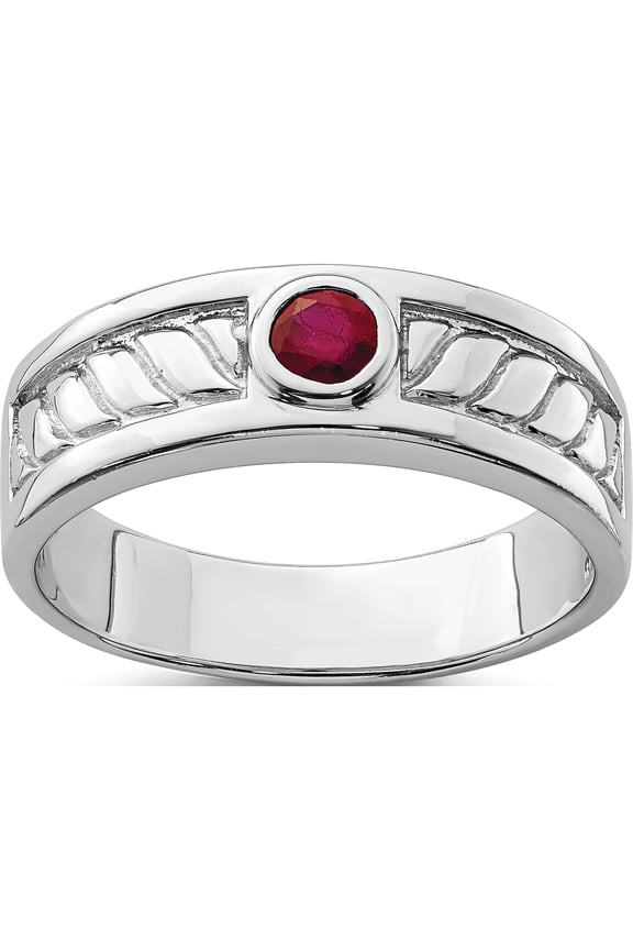 Sterling Silver Men's Ruby Ring (Size 11) Made In Thailand qr6844-11
