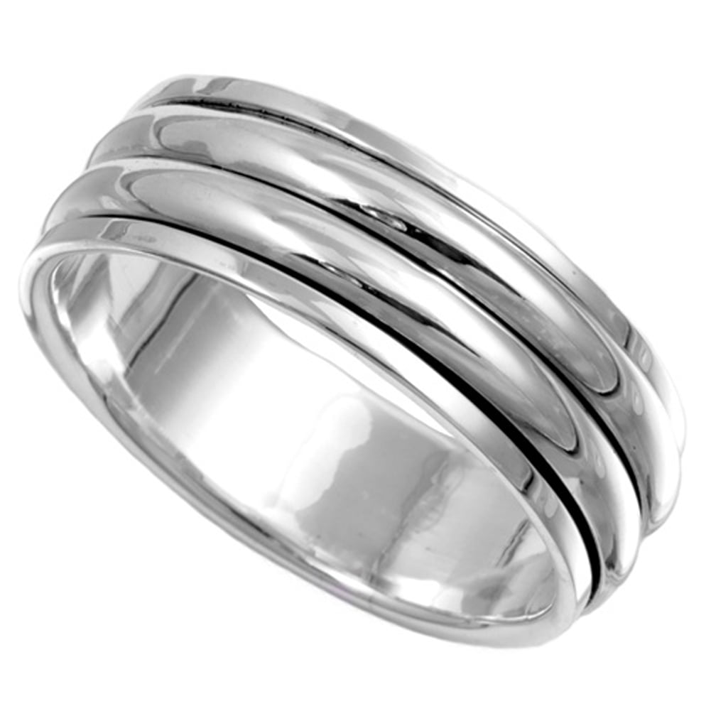 Men's 925 Sterling top Silver Wide Band Handmade Spinner Ring