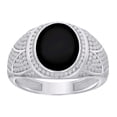 thumbnail image 1 of Sterling Silver Mens Black Enameled Oval Head Fashion Bridal Anniversary Wedding Engagement Band Ring Size 11, 1 of 1