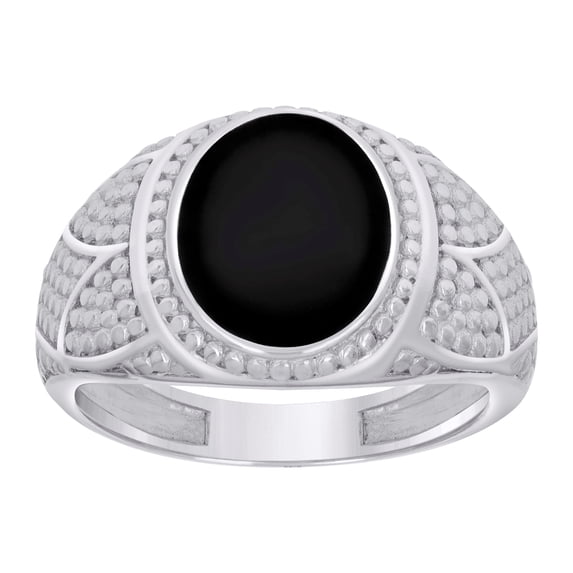 Sterling Silver Mens Black Enameled Oval Head Fashion Bridal Anniversary Wedding Engagement Band Ring Size 11