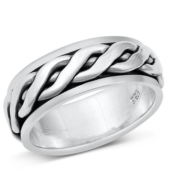 Sterling Silver Mens Celtic Knot Spinner Ring 925 Band 8mm Jewelry Female Male Unisex Size 7