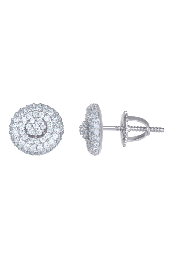 Sterling Silver Mens Cubic-Zirconia Fashion Stud Earrings