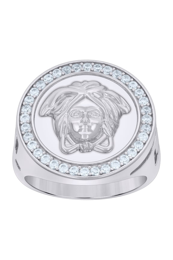 Sterling Silver Mens Cubic-Zirconia Medusa Fashion Bridal Anniversary Wedding Engagement Band Ring Size 11