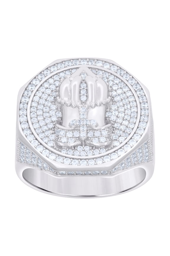 Sterling Silver Mens Cubic-Zirconia Praying Hands Symbol Religious Bridal Anniversary Wedding Engagement Band Ring Size 10