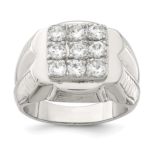 Sterling Silver Mens Cubic Zirconia Ring - Size 9