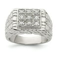 thumbnail image 1 of Sterling Silver Mens Cubic Zirconia Ring - Size 9 - Measures 3.5mm Wide, 1 of 2