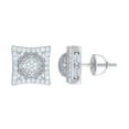 thumbnail image 1 of Sterling Silver Mens Cubic-Zirconia Square Cluster Stud Earrings, 1 of 1