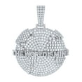 thumbnail image 1 of Sterling Silver Mens Cubic-Zirconia The World Is Mine Globe Charm Pendant, 1 of 1