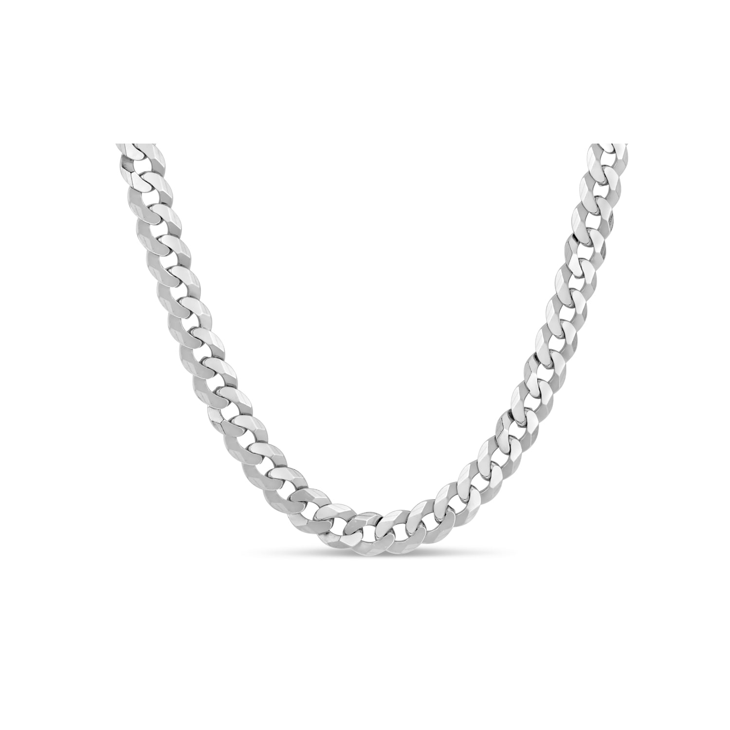 Cuban Chain 060 Gauge Necklace 14K White Gold Women's 18