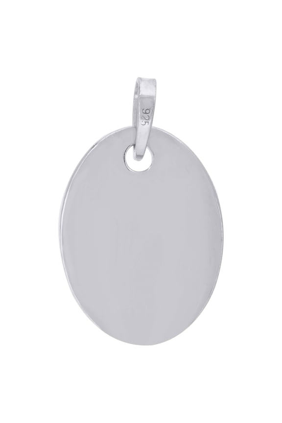 Sterling Silver Mens Fashion Oval Disc Charm Pendant