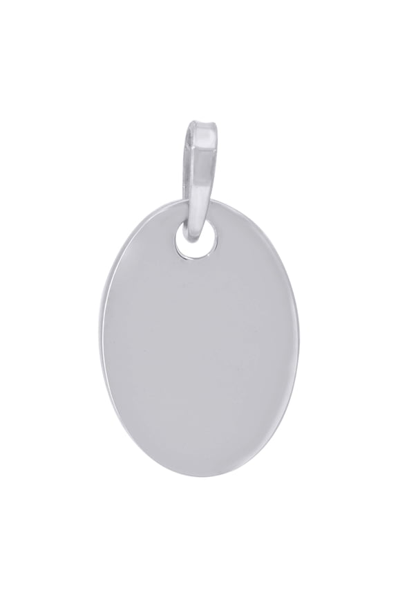 Sterling Silver Mens Fashion Oval Disc Charm Pendant