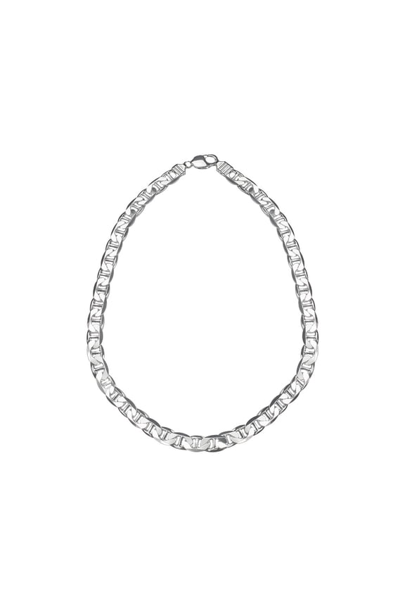 Gem & Harmony Sterling Silver Mens Necklace Anchor Chain ( 22 inches) for Men