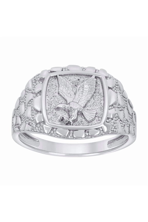Sterling Silver Mens Nugget Eagle Bird Wildlife Bridal Anniversary Wedding Engagement Band Ring Size 9