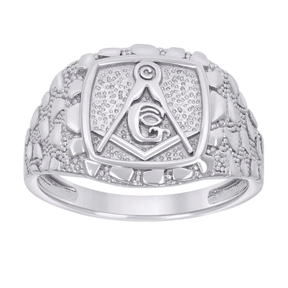 Sterling Silver Mens Nugget Masonic Symbol Bridal Anniversary Wedding Engagement Band Ring Size 11