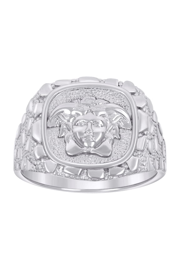 Sterling Silver Mens Nugget Medusa Egyptian Bridal Anniversary Wedding Engagement Band Ring Size 10