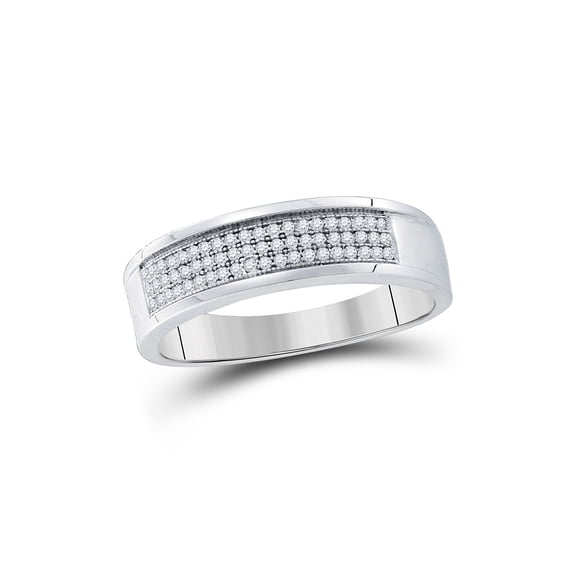 Sterling Silver Mens Round Diamond Band Ring 1/5 Cttw