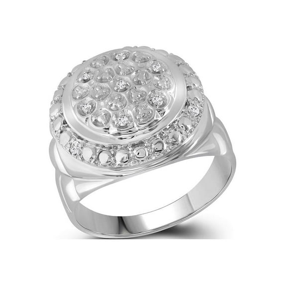 Sterling Silver Mens Round Diamond Circle Fashion Ring 1/10 Cttw