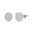 thumbnail image 1 of Sterling Silver Mens Round Diamond Cluster Earrings .03 Cttw, 1 of 1