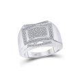 thumbnail image 1 of Sterling Silver Mens Round Diamond Cluster Ring 1/5 Cttw, 1 of 4