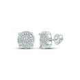 thumbnail image 1 of Sterling Silver Mens Round Diamond Disk Circle Earrings 1/8 Cttw, 1 of 1