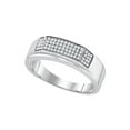 thumbnail image 1 of Sterling Silver Mens Round Diamond Micropave Flat Wedding Anniversary Band Ring 1/5 Cttw, 1 of 1
