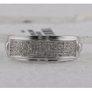 Sterling Silver Mens Round Diamond Pave Band Ring 1/4 Cttw