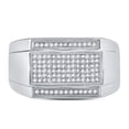 thumbnail image 1 of Sterling Silver Mens Round Diamond Rectangle Cluster Fashion Ring 1/3 Cttw, 1 of 4