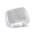 thumbnail image 1 of Sterling Silver Mens Round Diamond Rectangle Cluster Ring 1/4 Cttw, 1 of 4