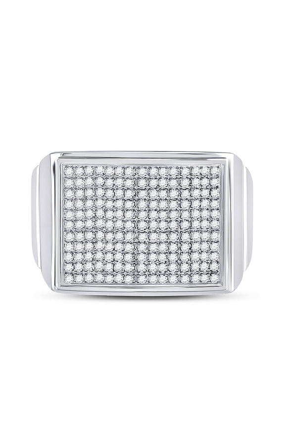 Sterling Silver Mens Round Diamond Rectangle Cluster Ring 1/4ctw, Mens Size: 7-13