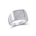 thumbnail image 1 of Sterling Silver Mens Round Diamond Square Ring 1/4 Cttw, 1 of 1