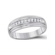 DIAMOND DEAL Sterling Silver Mens Round Diamond Wedding Band Ring 1/4 Cttw