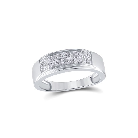 Sterling Silver Mens Round Diamond Wedding Band Ring 1/5 Cttw