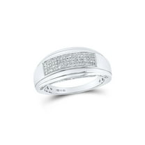 Sterling Silver Mens Round Diamond Wedding Pave Band Ring 1/5 Cttw