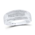 thumbnail image 1 of Sterling Silver Mens Round Pave-set Diamond Elevated Band Ring 1/5 Cttw, 1 of 1