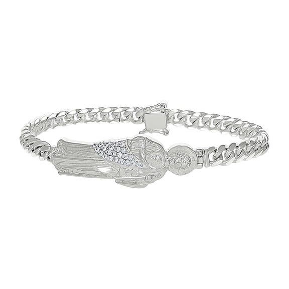 Sterling Silver Mens St. Jude Religious Bracelet Size 8 Inches