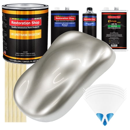 Sterling Silver Metallic Gallon URETHANE BASECOAT CLEARCOAT Car Auto Paint Kit
