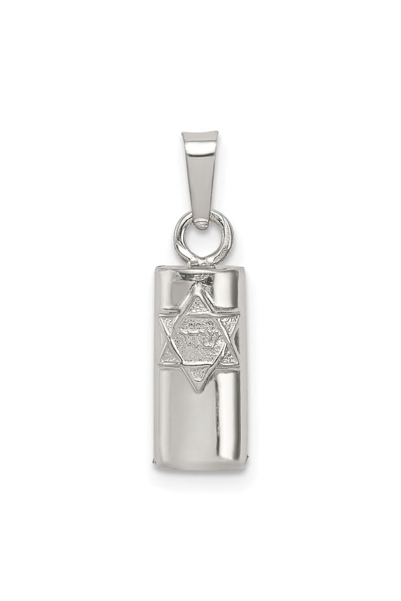Sterling Silver Mezuzah Pendant Necklace with Star of David and Hebrew Letters for Men and Women, Jewish Religious Jewelry Symbolizing Faith and Protection, Spiritual Judaica Amulet