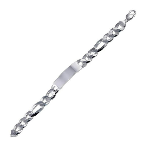Sterling Silver Miami Cuban Link Figaro ID Bracelet 14.4mm Engravable 925 Chain Jewelry Female