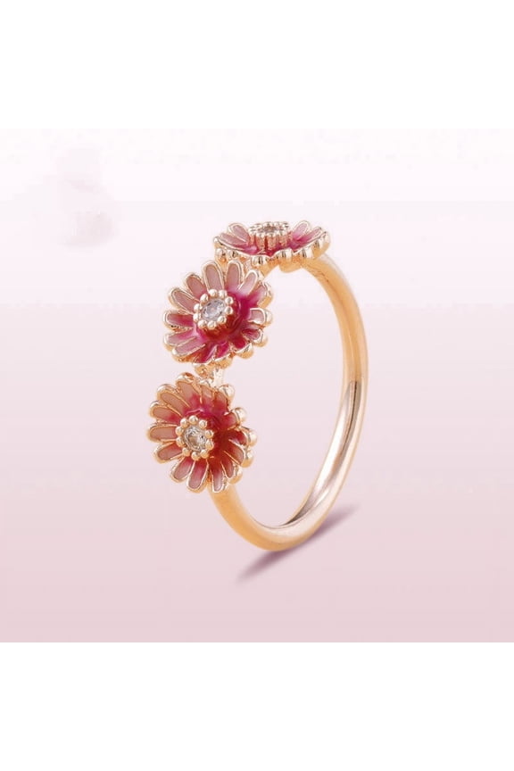Sterling Silver Micro-Inlay Flower Ring Set (3 Rings, European Style, 925 Silver Purity), Perfect Birthday Gift