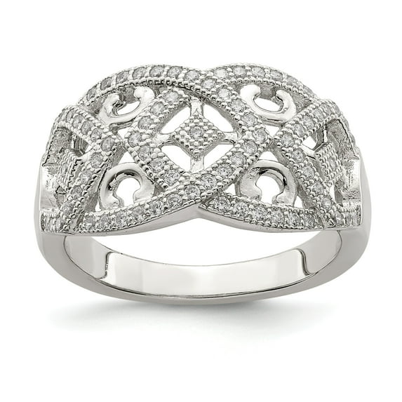 Sterling Silver Micro Pav? with Intricate Designs Ring - Size 6