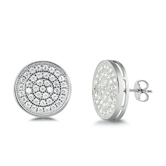 Sterling Silver Micro Pave Circle Cluster Round Earrings Clear Cubic Zirconia 925 New Jewelry Female