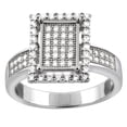thumbnail image 1 of Sterling Silver Micro Pave Cubic Zirconia Rectangular Halo Ladies' Engagement Ring, size 6, 1 of 5
