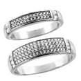 thumbnail image 1 of Sterling Silver Micro Pave Cubic Zirconia Wedding Ring 2-Piece Set 6 mm Him & Hers 4 mm, Ladies' size 7, 1 of 5
