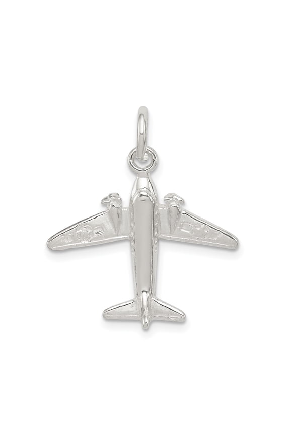 Sterling Silver Military Jet Charm Pendant with Star Design for Necklace or Bracelet, Unisex Aviation Jewelry Symbolizing Freedom and Patriotism