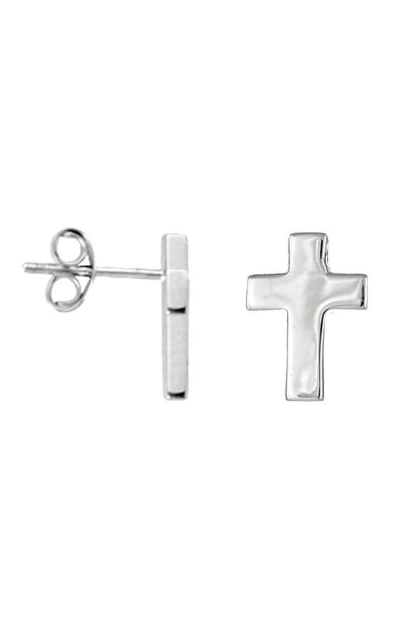 Sterling Silver Mini Cross Stud Post Earrings