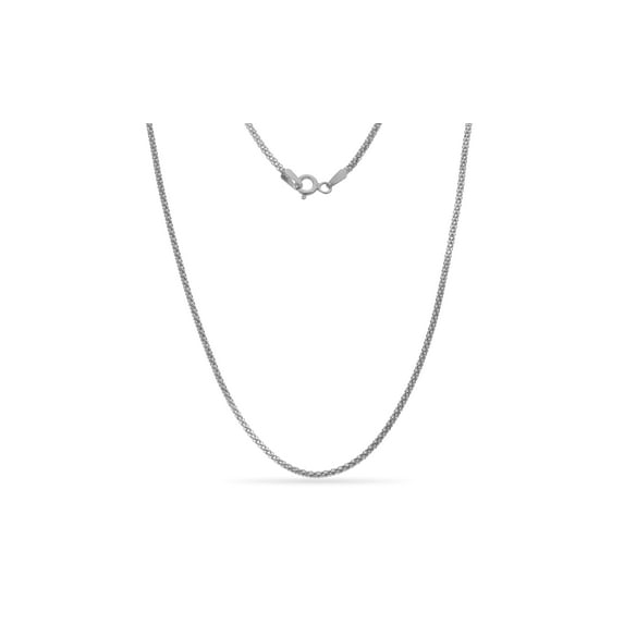Sterling Silver Mini Popcorn Chain Necklace 20 Inch
