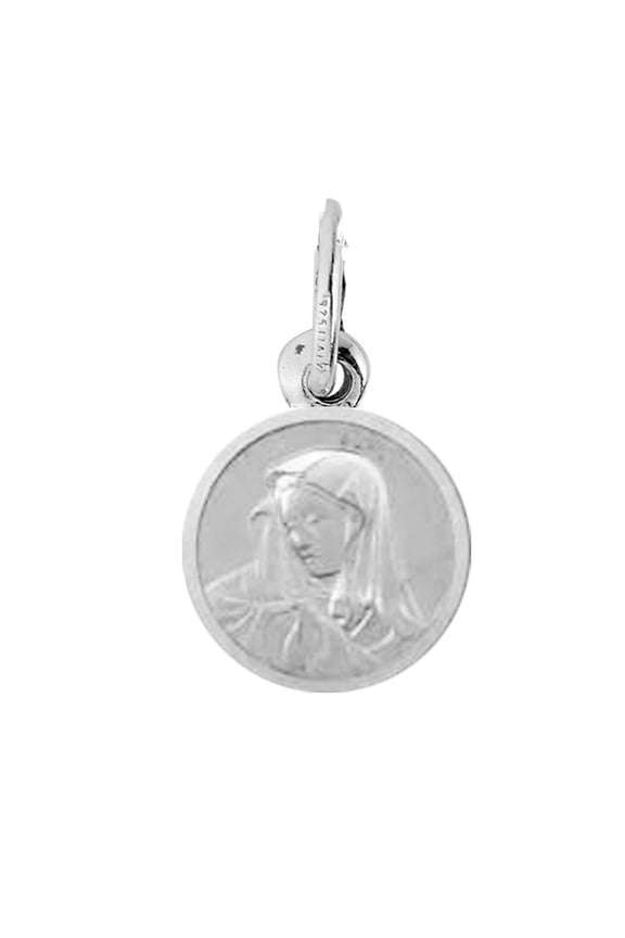 Sterling Silver Mini Round Miraculous Virgin Mother Mary Medal Pendant