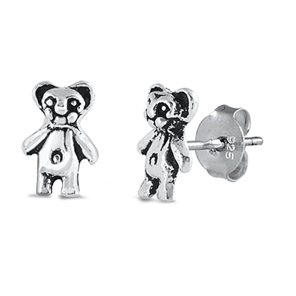 Sterling Silver Mini Teddy Bear Stud Earrings