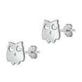 thumbnail image 1 of Sterling Silver Minimalist Owl Stud Earrings 925 New Jewelry Female Unisex, 1 of 3